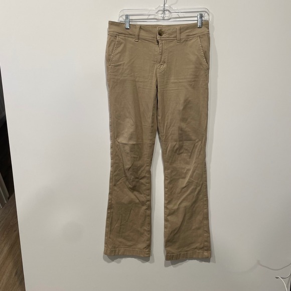 American Eagle Outfitters Pants - American Eagle Kick Boot Khaki Pants Tan Stretch Chino Womens Size 6 Regular